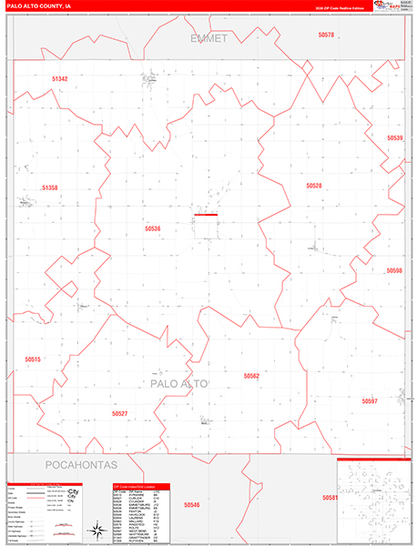 Palo Alto County, IA Zip Code Map
